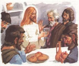 Puzzle Ιησούς ευλόγησε το ψωμί και το κρασί στο Μυστικό Δείπνο